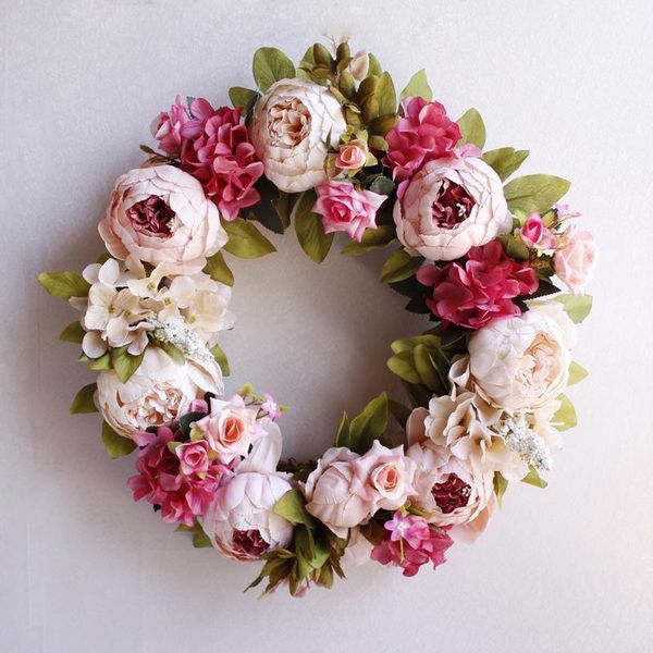 simulation peony flower wreathes farmhouse decors floral garland wedding decoration household wall door hanging flowers wreath1